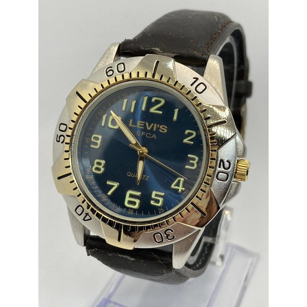 Levi’s SFCA Men’s Blue Quartz Dial Leather Band Watch New Battery